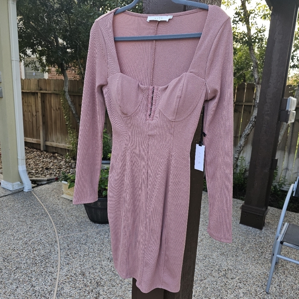 Nwt ASTR the label nude blush  Ribbed bra corset dress L - Picture 10 of 14